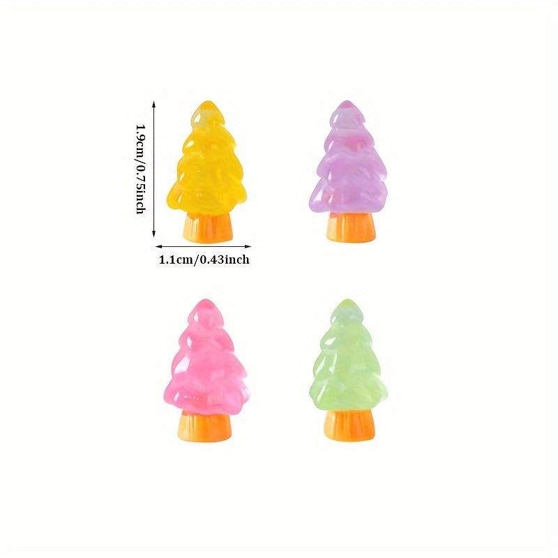 16pcs Glow-in-the-Dark Christmas Tree Decorations Resin Miniature Ornaments Tabletop Outdoor Landscape Figurines Christmas Decor
