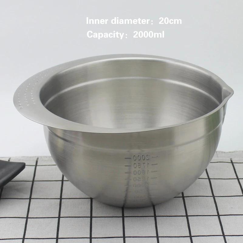 Mixing Bowl with Scale Deep Mixing Egg Salad Bowls for Cooking Nesting Mixing Kitchen Bowl 304 Stainless Steel Bowls Coconut