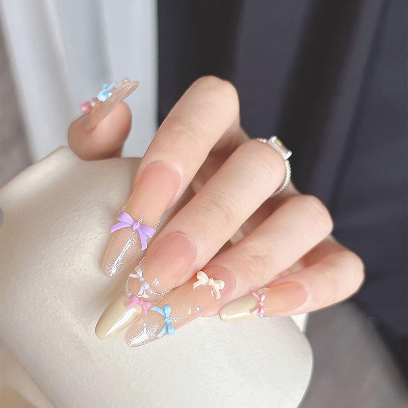 50Pcs Colorful Bow Nail Art Parts Charms Bulk Shiny Mini Resin Ribbon Nail Rhinestones Diy Summer Nail Art Decor Accessories