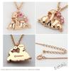 Disney Winnie the Pooh Silver Necklace Pendant with Pink Gold Plating and Honey Cubic Zirconia (VPCDSW0053)