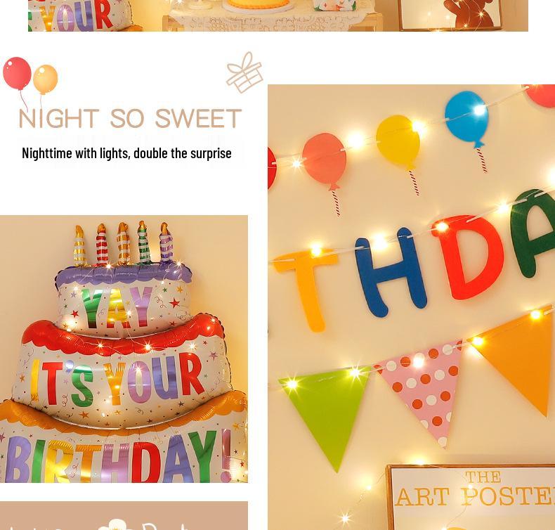 First Birthday Party Hanging Decoration: Happy Birthday Banner with Pom Poms and Bunting for Kids.