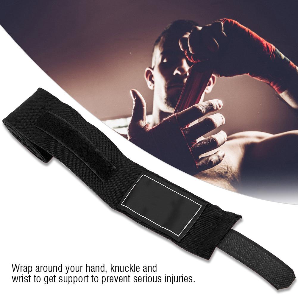 2Pcs 2.5m Elastic Strap Boxing Sanda Muay Thai MMA Taekwondo Bandage Hand Wraps (Black)