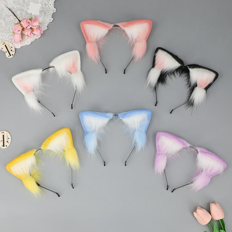 Set de Pinces Bandeau Oreilles de Chat Kawaii Fait Main Mode Lolita Accessoire Cosplay pour Filles