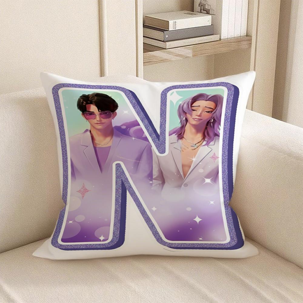 KPop Demon Hunters anime Style 26 letters popular Character Pillowcase fashion Home Decoration Items