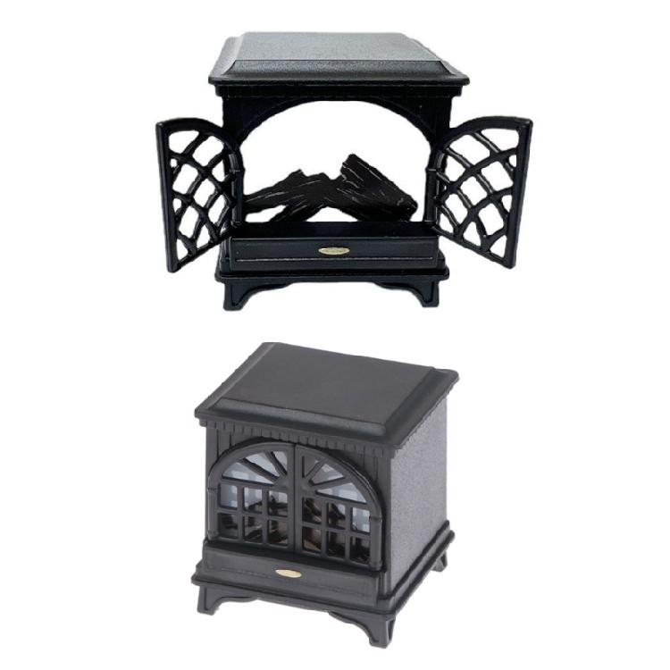 1:12 Scale Dollhouse Fireplace with LED Miniature Furniture Crafts Accessories