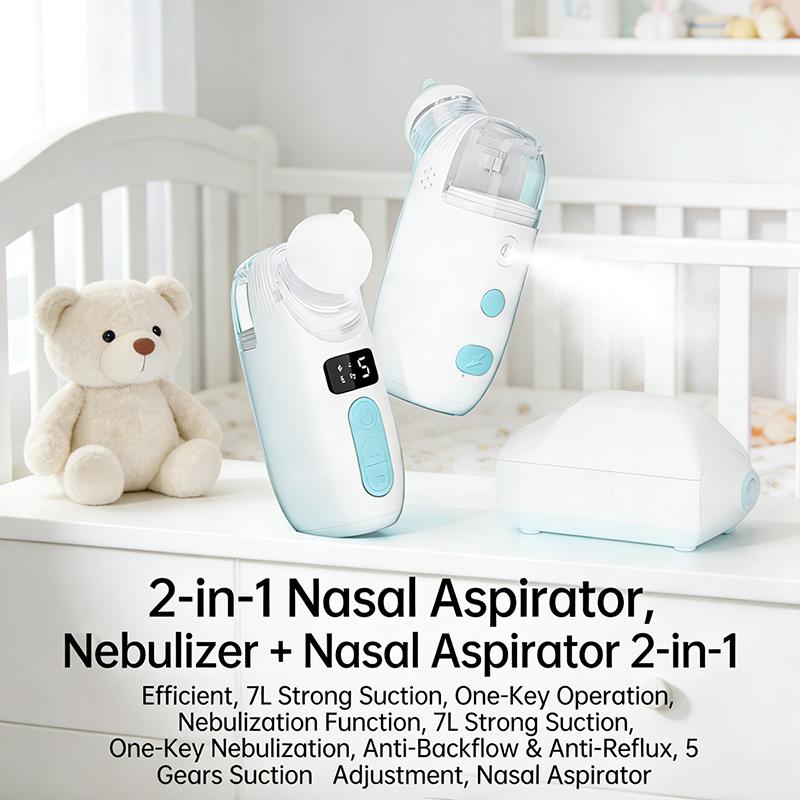 Leak-Proof 2-in-1 Baby Nasal Aspirator & Nebulizer – Hygienic Mucus Removal