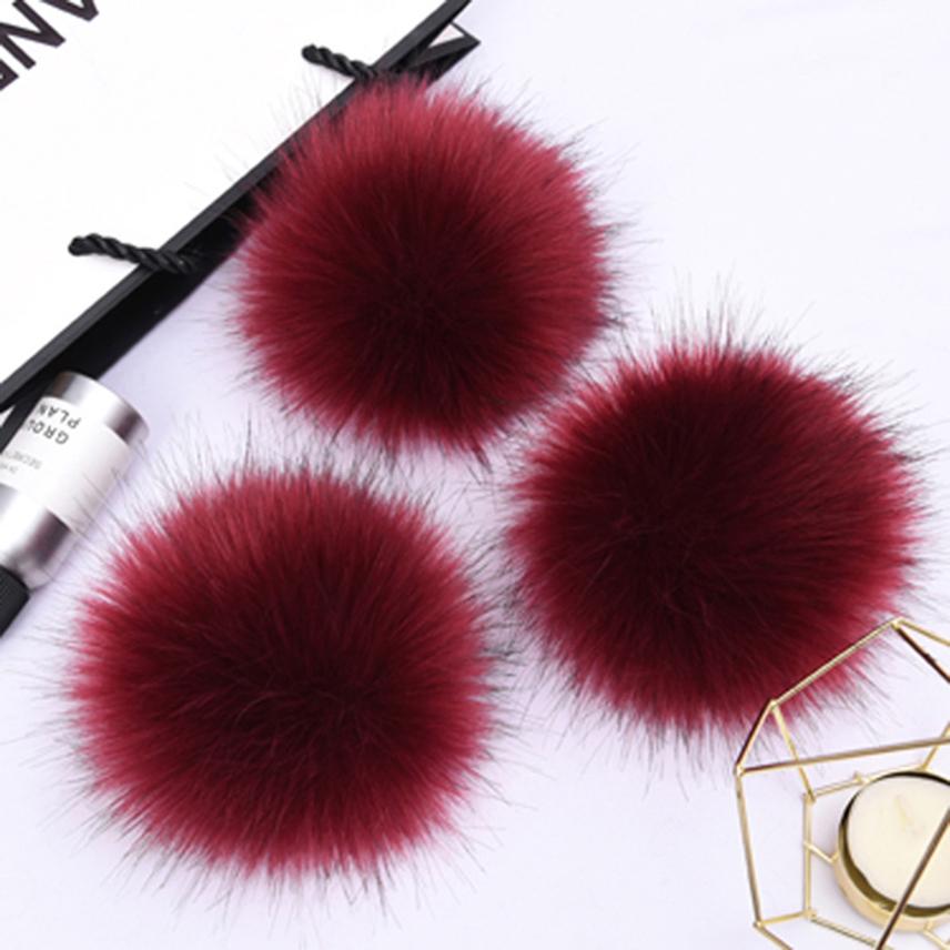 1PC Faux Fur Pompom Hat Ball Hairball DIY Handmade Pom Poms for Handcraft Colorful False Pompon With Rubber Band Hat Accessories