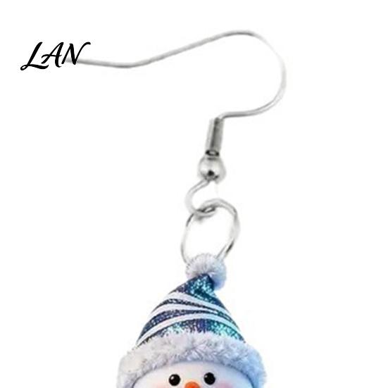 Acrylic Hangtag Earrings 1 Pair Cute Christmas Snowman Dangle Drop Earrings, Striped Design Hook Winter Holiday Party Jewelry for Women Anti-rust Ear