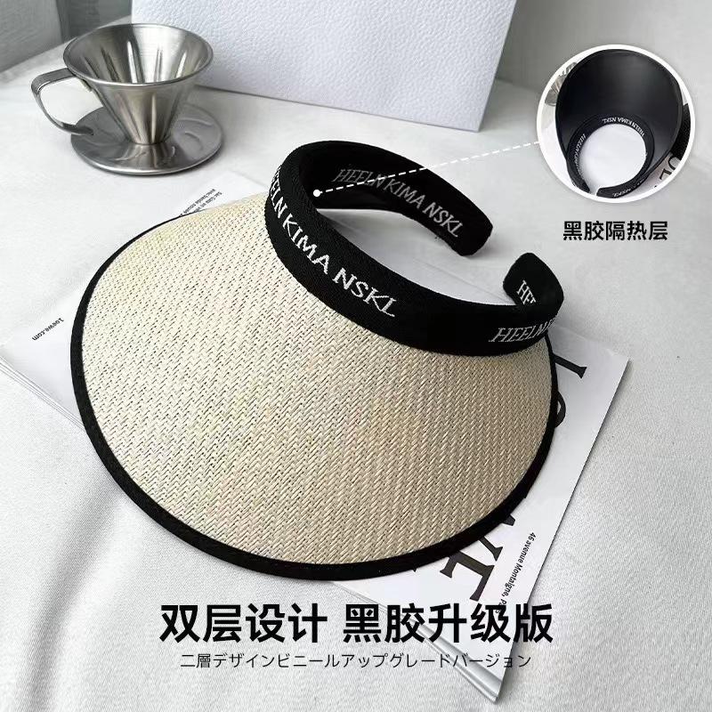 Sunscreen visor hat shell hat fisherman beach hat UV protection face cover empty top sports sun hat adjustment headband