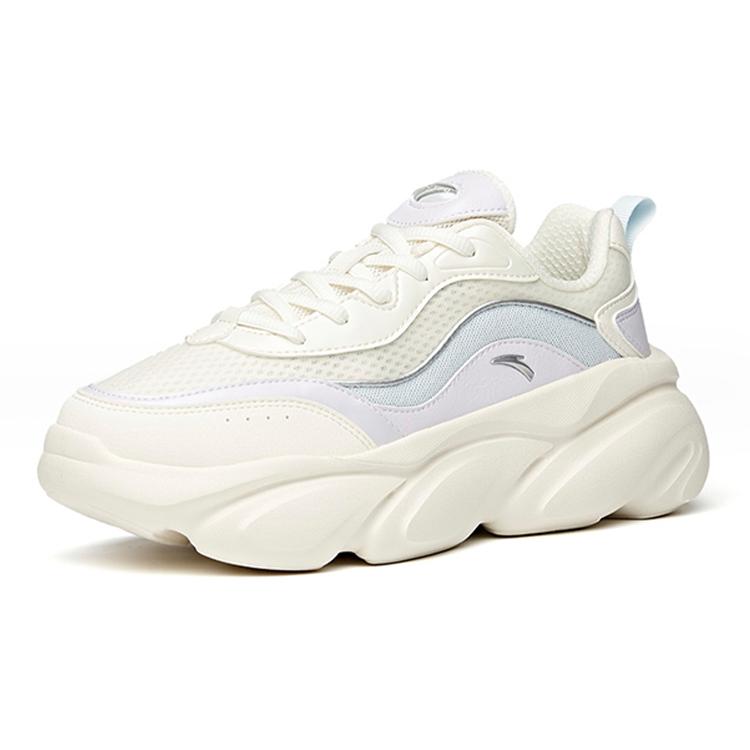 New Anta Claw Cushioning Anti Slip Wear Resistant Breathability Low Top Chunky Sneakers Women's White Purple Gray 922358894-5