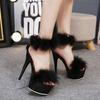 8661 Series 15cm Heel 4.5cm Platform  Heeled Shoes with Sexy Black  15cm Super High Hair Sandals Female Summer LFD