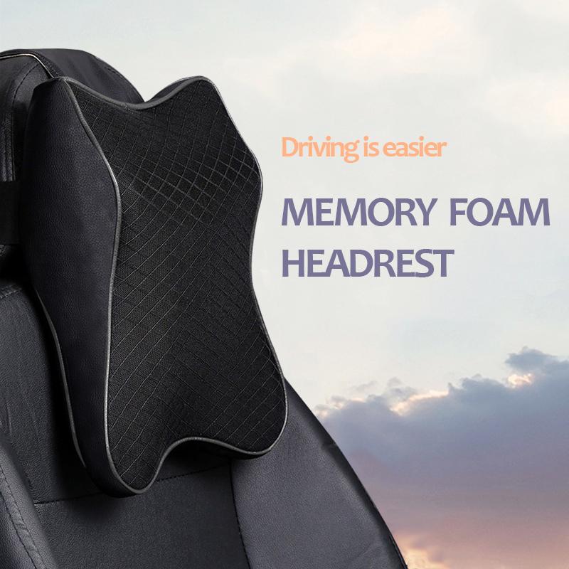 Car Seat Headrest Pad 3D Memory Foam Pillow Head Neck Fabric Cushion Foam Memory Breathable Mesh