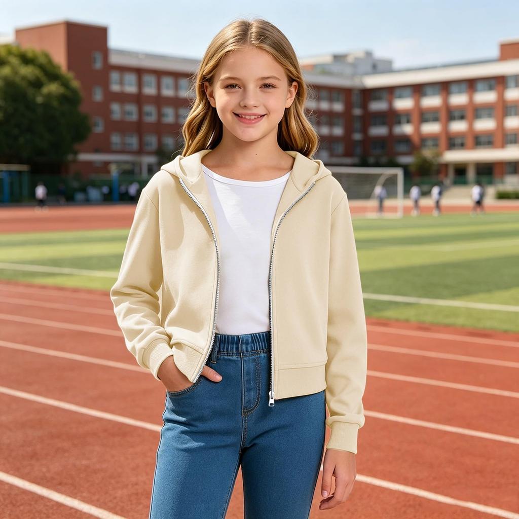 Kinder Farbiger Cropped Hoodie Lässige Jacke für Herbst Winter