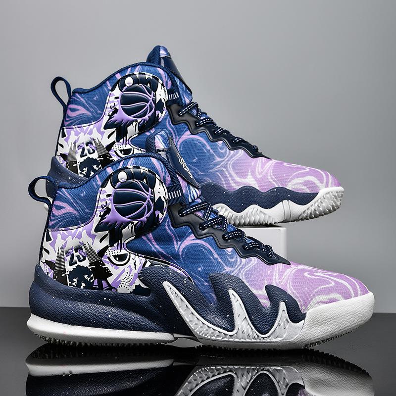 A 2025 Trend Spring and Autumn New Basketball Shoes Men's Children's High-top Sneakers Cement Floor Primary School Sports Shoes