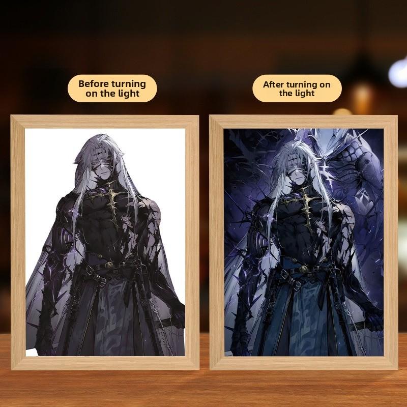 23cm/9.06in Wuthering Waves Mirror Light Painting Photo Anime Table Peripherals Night Lamp Collectible Birthday Decoration Gifts