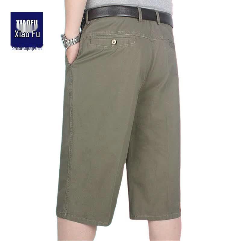 Men s Mid-Aged Summer Cotton Cropped Casual Trousers 36