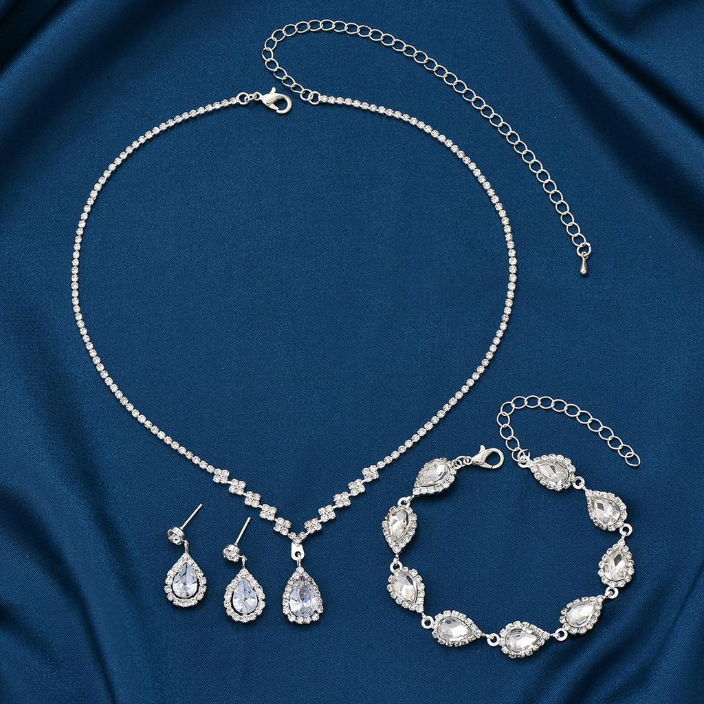 Bridal Three-Piece Jewelry Necklace Earrings Bracelet Women'S Suit Wedding Evening Dress Accessories