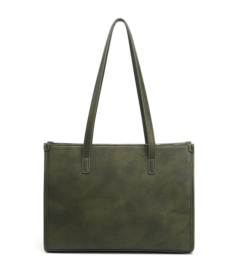 Women's Olive Green Retro Tote Bag - High-end Shoulder Bag for Autumn/Winter 2025