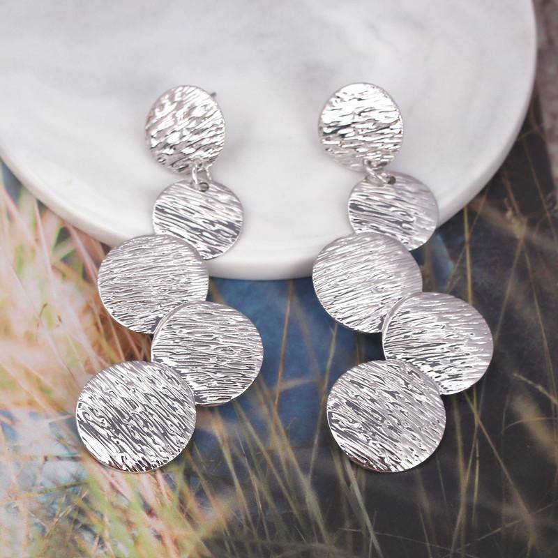 

Европейские Преувеличенные Неправильные Неровные Серьги-капли для Женщин Диск Многослойные Женские Круглые Длинные Серьги Бохо Ювелирные Изделия для Ушей