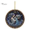 Halloween Decorative Pendant 2D Flat Pearl Painting Ornament, Double Sided Zodiac Theme Hanging Gem Home Ornament Art Craft, Rhinestone Beads Pattern