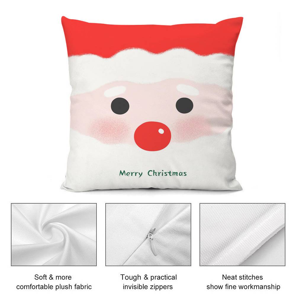 Merry Christmas Red Art Pillow Case  Plush Fabric Soft  Pillowcase Double Sided Print Cushion Cover Household Gifts
