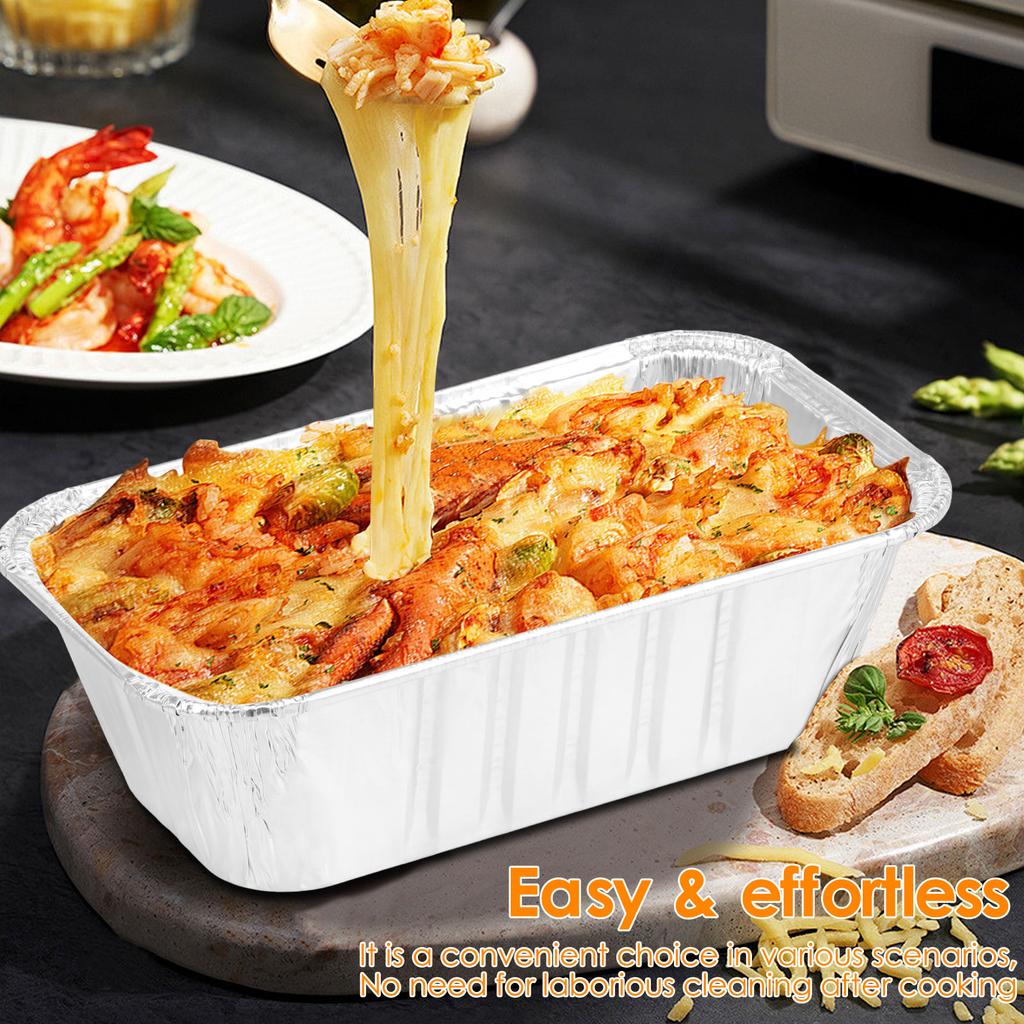 25/100PCS Free Wash Aluminum Foil Baking Trays Rectangular Tin Foil Tray AirFryer Food Containers Bowls BBQ Take Away Boxes