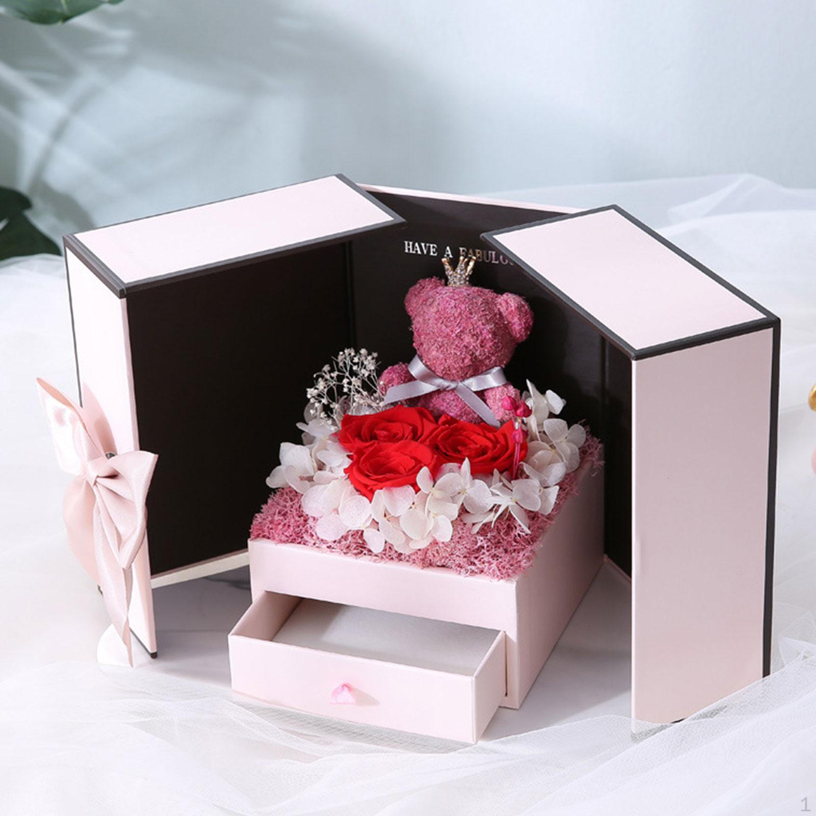 Eternal Love Preserved Flower Gift with Adorable Teddy Bear - Perfect for Valentine s Day, Style C