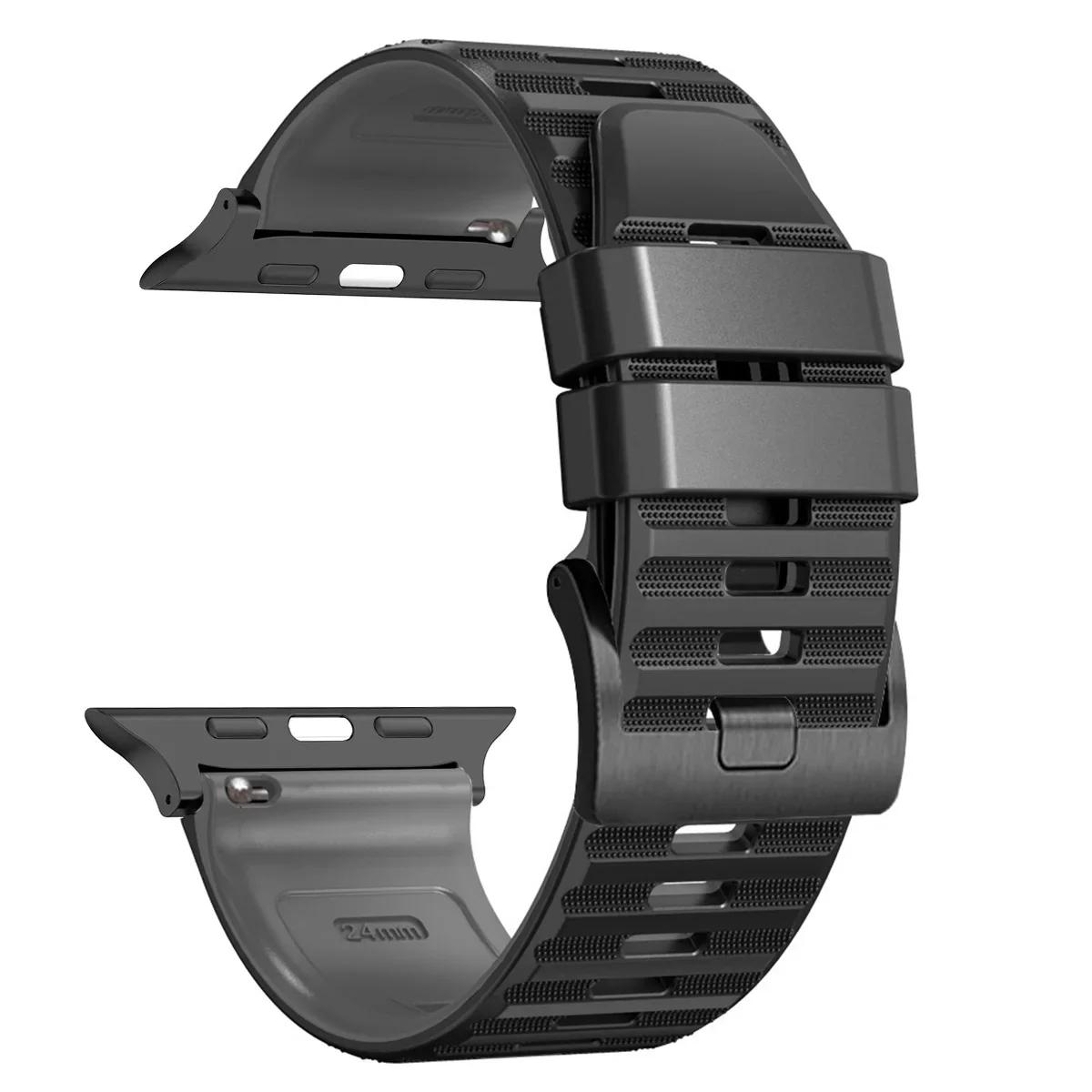 

Силиконовый Ремешок Для Apple Watch Браслет 45мм 46мм 49мм для IWatch Серии 11 10 9 8 7 6 5 Se 4 3 Ultra 3 2 49мм Аксессуары 44 45 46 49MM черный серый