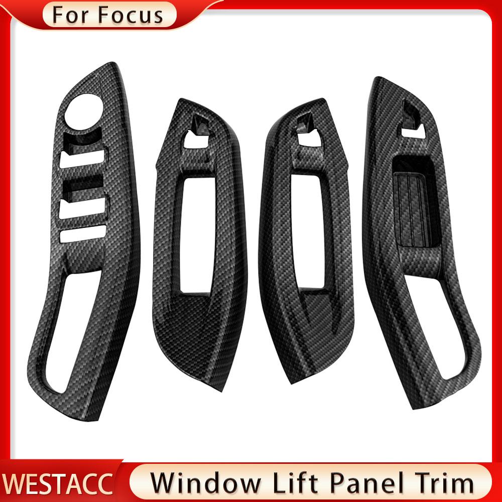 4Pcs/ser Car Window Lifter Panel Frame Decoration Cover Trim Sticker for Ford Focus 3 MK 3 2015 2016 2017 2018