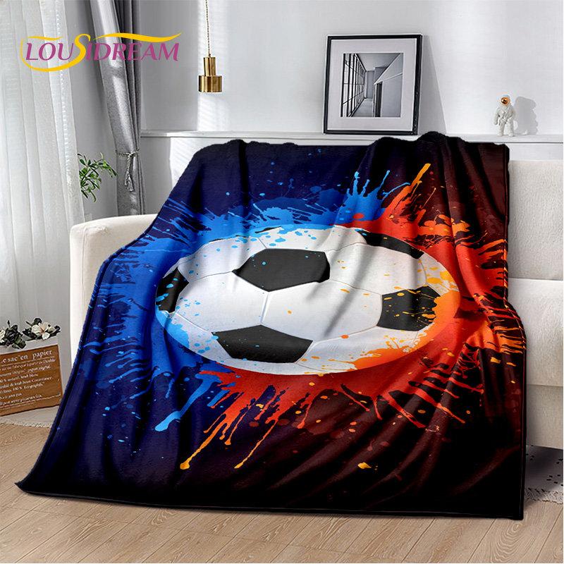 3D Football Art Cartoon Soft Plush Blanket,Flannel Blanket Throw Blanket for Living Room Bedroom Bed Sofa Picnic Cover Bettdecke