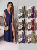 Women's Deep V-neck Pleated High-waisted Slit Evening Gown