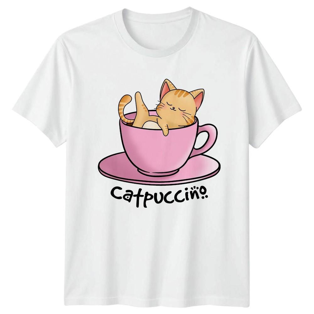 Catpuccino Unisexs TShirt Coffee Puns Cats Birthday Gift For Her S