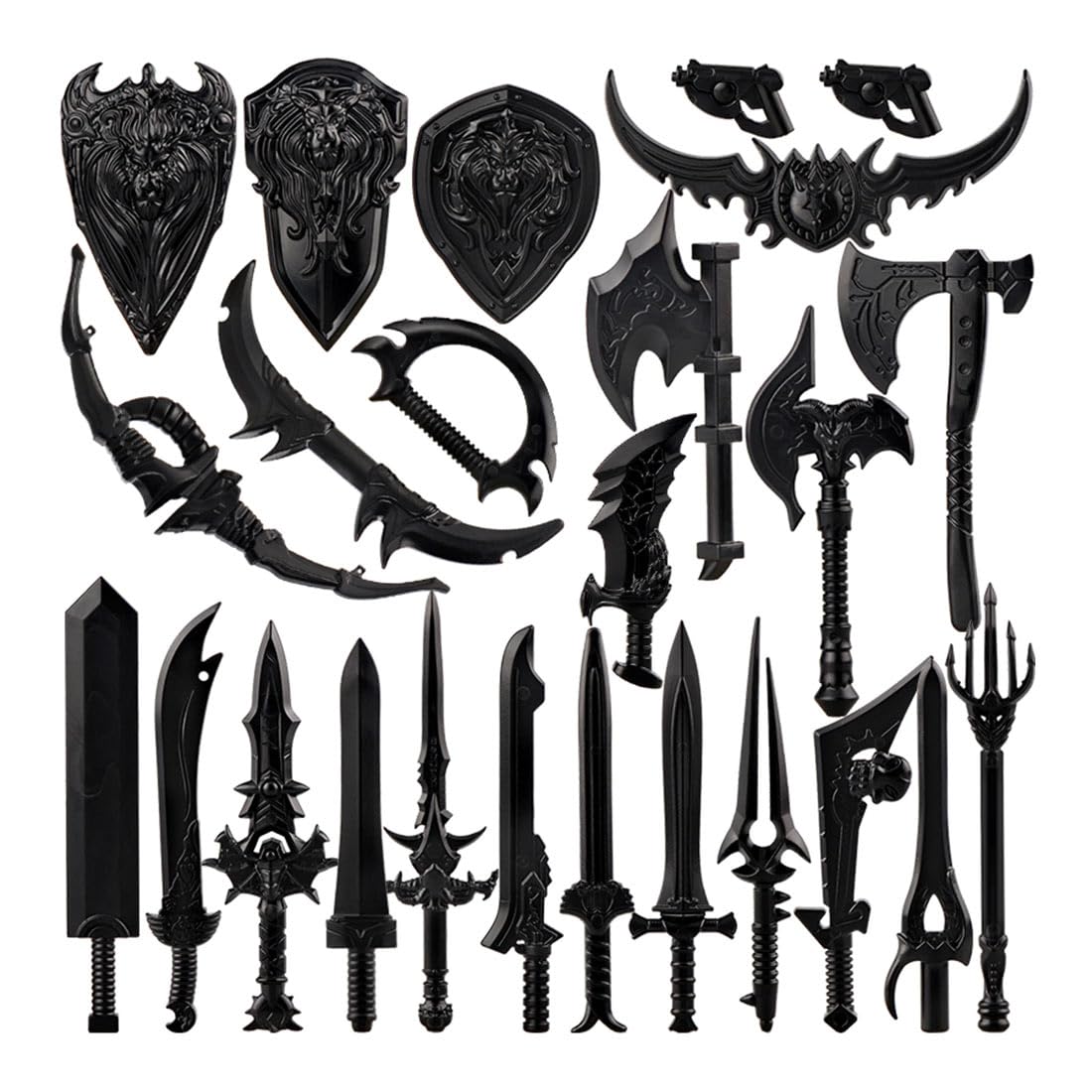 Набор из 24 уникальных строительных блоков Dark Arms, набор оружия включает множество видов оружия, щитов, луков и холодного оружия. совместимый (24pcs).