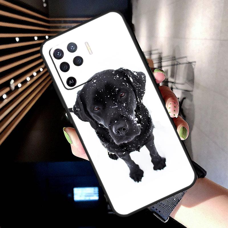 Black Labrador Dog Case For OPPO A96 A76 A16 A94 A74 A54 A53 A57 S A15 A52 A72 A93 A5 A9 A31 A17 A77 A78 Coque