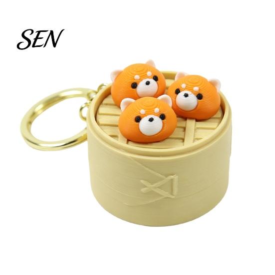 Unique Small Gifts for Friends 3D Printed Mini Animal Steamer Bun Keychain, Clicker Fidget Toy, Simulated Chinese Sensory Toys Anxiety Dim Sum