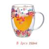 350 ml dobbelvegg kaffekrus med håndtak Klarmelkekopper Gaver Glasskoppfyll kunstig simulering Blomster tekopp