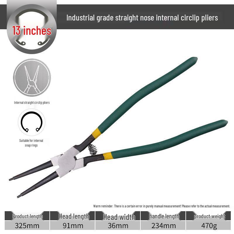 7-Inch Multifunctional Snap Ring Pliers for Internal/External Use: Yellow Handle - Ideal for Small Retaining Rings with Straight Jaw Design