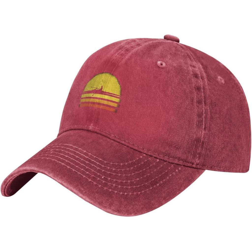 Rowing Sunset Retro Baseball Cap Washed Cotton Low Profile Dad Hat Unisex Casual