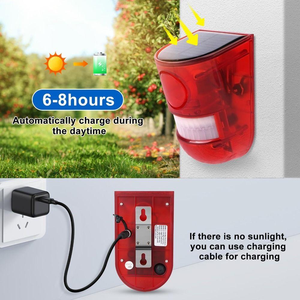 Rechargeable Solar Alarm Multifunctional Solar Charging Alarm Solar Lamps  Field Security