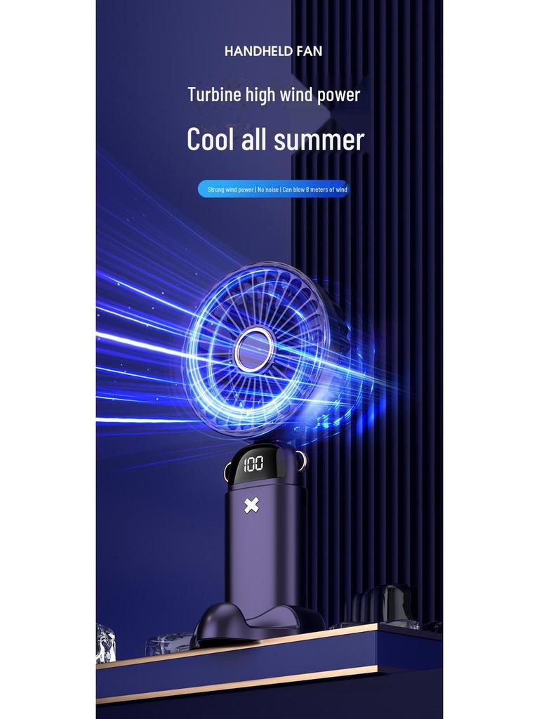 Mini Portable USB Handheld Fan with Digital Display & Aromatherapy, Folding Option, Custom Logo Available