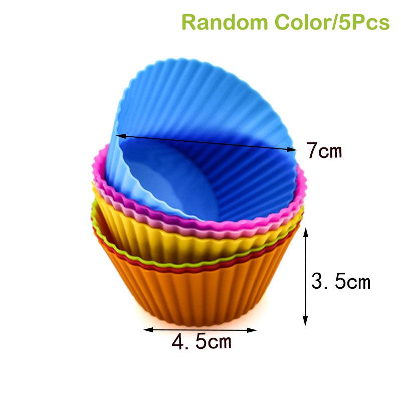 5Pcs Silicone Mold Cupcake Cake Muffin Cup Baking Bakeware Nonstick Baking Mold