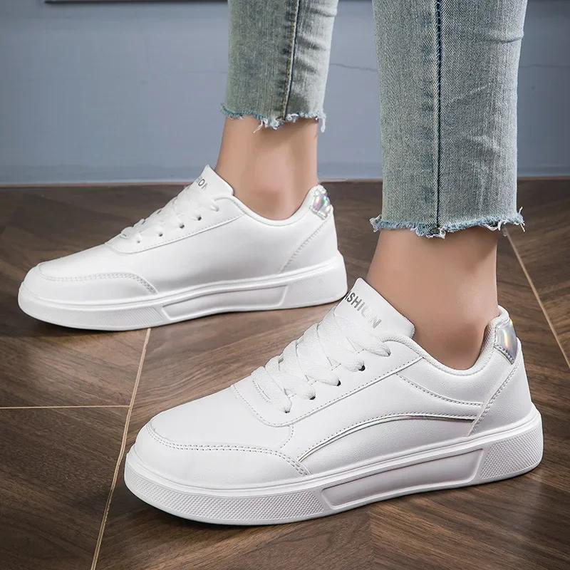 Fashion Hot Sell Women's Shoes Lightweight Casual Shoes Fashion Walking Shoes White Lace-up Sneakers Plus Size Platform Vulcanized Shoe