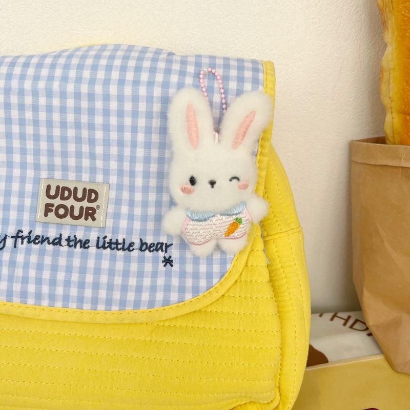 Cartoon Plush Bunny Toys Cute Stuffed Rabbit Doll Keychain Car Key Holder School Bag Pendant For Girl Birthday Gifts