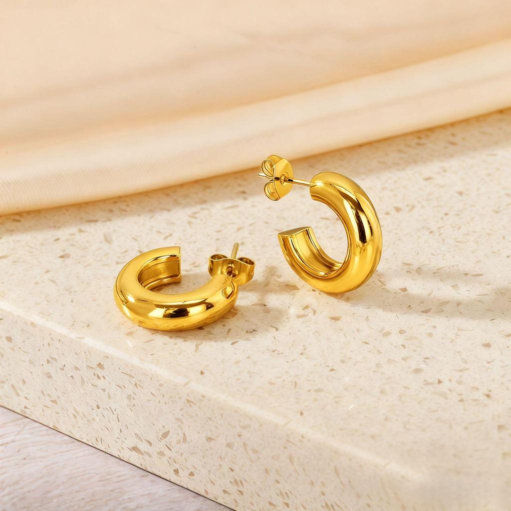 Titanium Steel Light Luxury Colorfast Hoop Earrings with High-End Feel