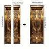 2Pcs1 Luxury Golden Door Mural Stickers, Self-Adhesive, Removable Wall Decoration with Elegant Floral And Geometric Patterns, Mo