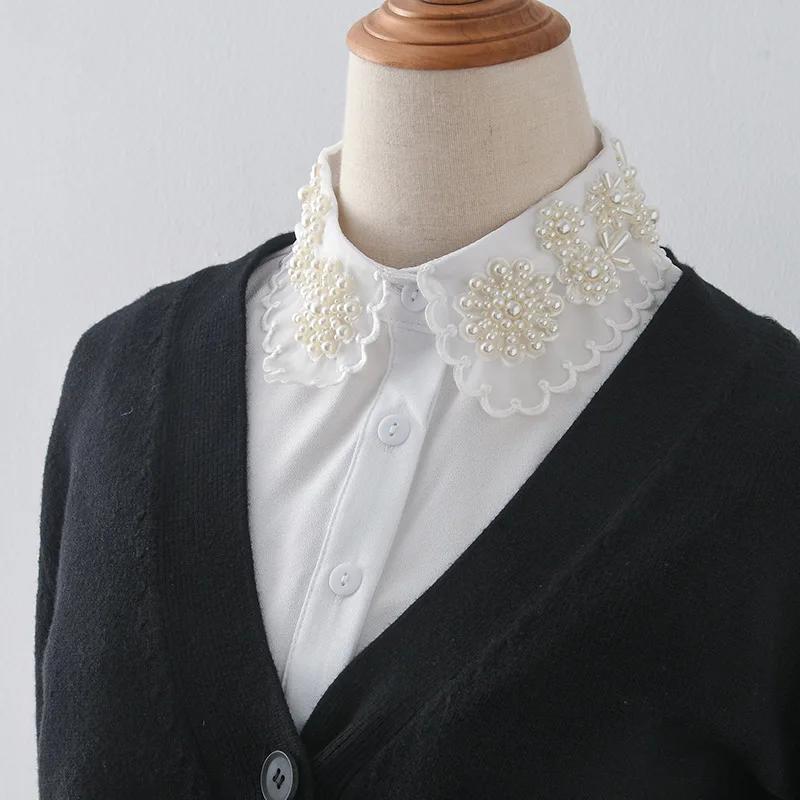 Women Handmade Fake Collar for Woman Shirt Detachable Business Removable Lapel False Collar Girls Fuax Cols Clothing Accessories