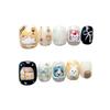 Hand-Painted Press-On Nails Short Square Cat Eye Design Cute Kawaii Style Wearable Nail Tips Women