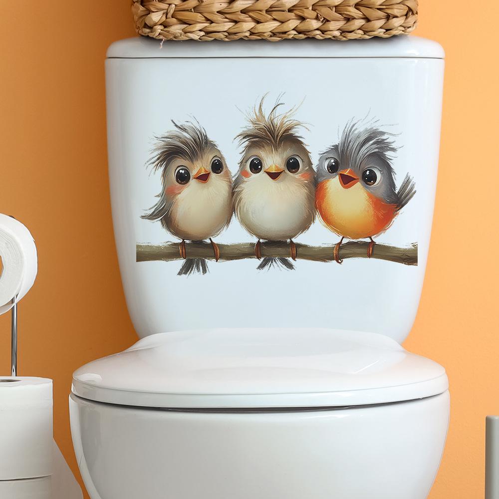 Cartoon Branches Birds Toilet Bathroom Decorative Wall Stickers