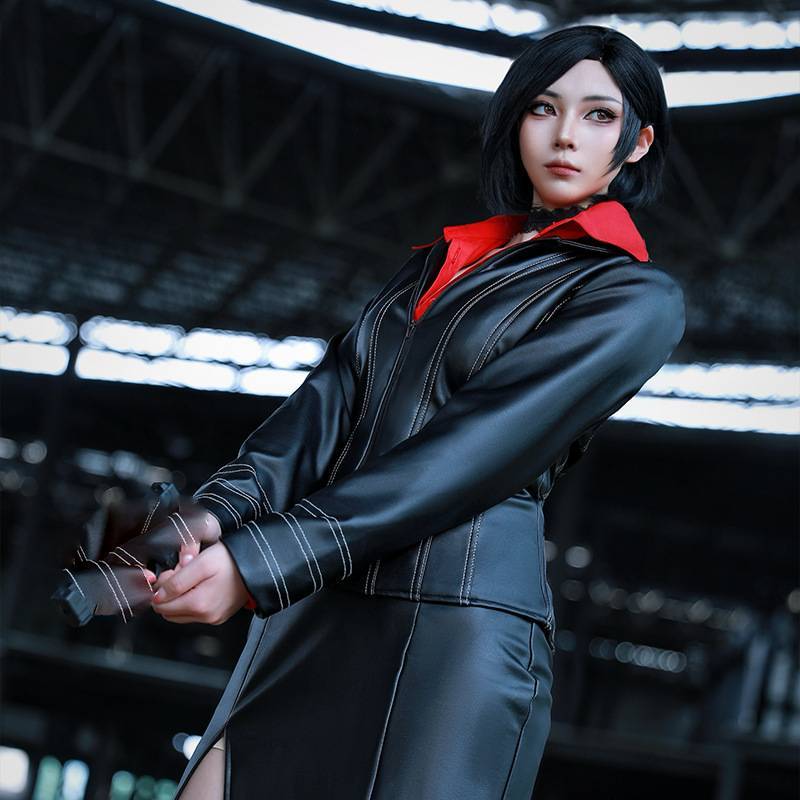 Ada Wong Cosplay Costume With Pu Jacket For Halloween And Game Role Play