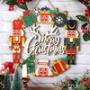Merry Christmas Nutcracker Door Decor Hanging Sign Wooden Wreath Ornaments for Home Indoor Outdoor Festive Front Door Decoration